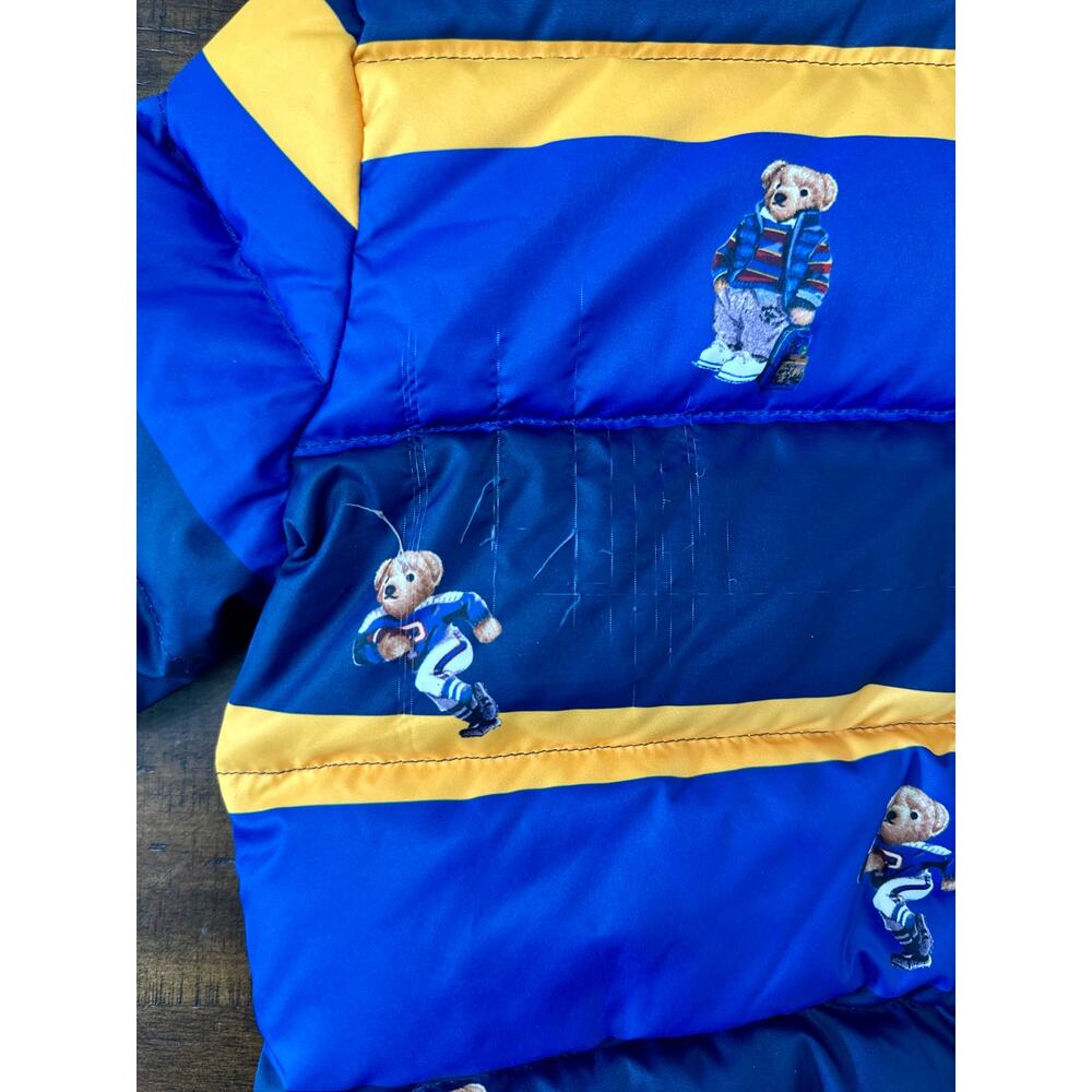 Polo Ralph Lauren Toddler Boys‎ 3T Blue Yellow Polo Bear Puffer Jacket Hooded - Picture 7 of 10